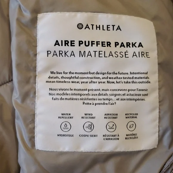 Athleta Aire Puffer Parka Size Small ⛅ - Picture 8 of 9